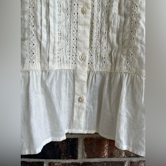 Nice Things Long Sleeve Lace Button Down Tuxedo Placket Blouse-Size 42 - Picture 4 of 8